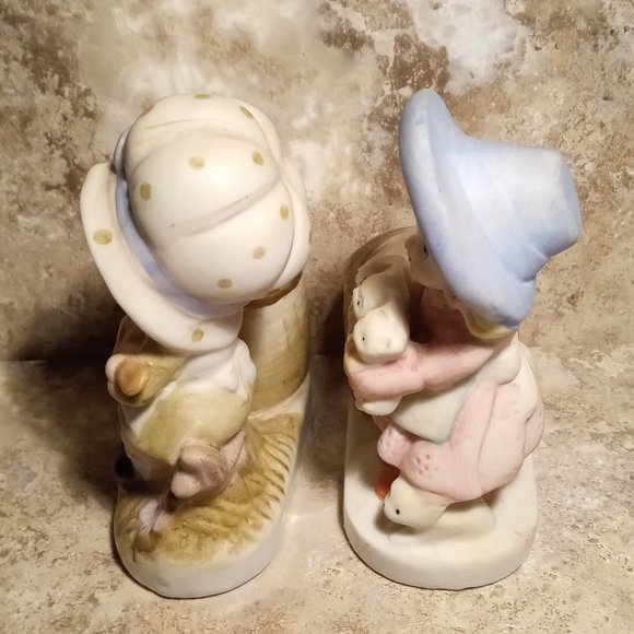 Pair Of Vintage Luvkins Candle Holders Hand Painted Porcelain - Picture 2 of 6